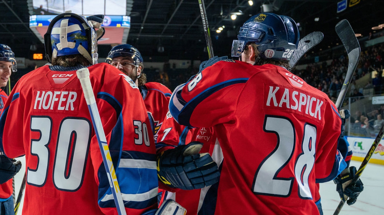 Goaltender Joel Hofer scores for the Springfield Thunderbirds in the AHL